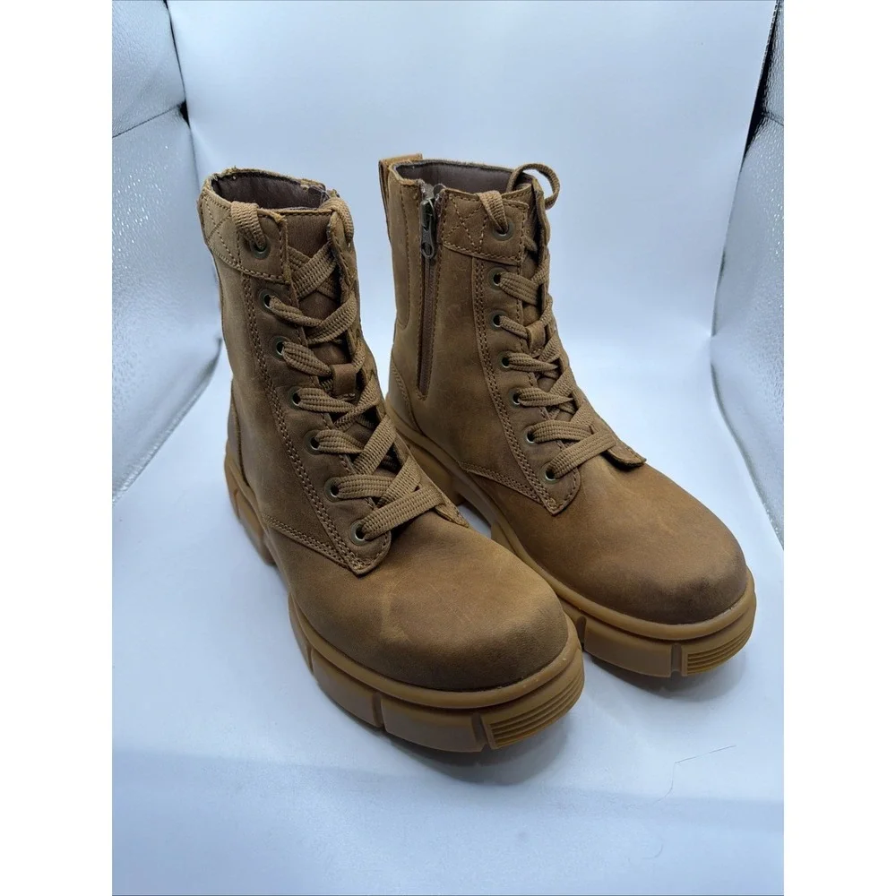 Sorel Women's Explorer Straight STRT Lace Waterproof Boot, Sz 7 Velvet Tan/Gum 2